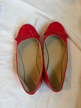 Janie and Jack Red Patent Ruffle Flats